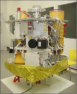 Figure 2: Photo of the Sich-2 satellite inside the clean room with heat shields/solar panels removed (image credit: Yuzhnoye SDO)