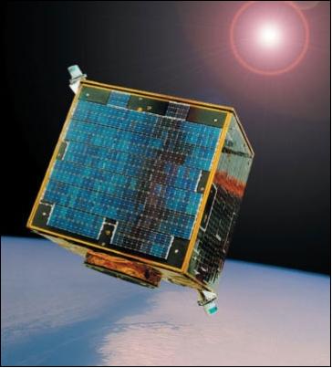 Figure 1: Artist's view of the SloshSat FLEVO in orbit (image credit: NLR, ESA)