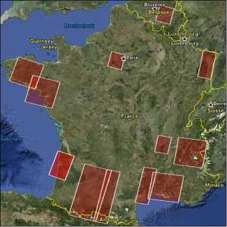 Figure 5: TAKE5 area of interests over France (image credit: CNES, CESBIO)