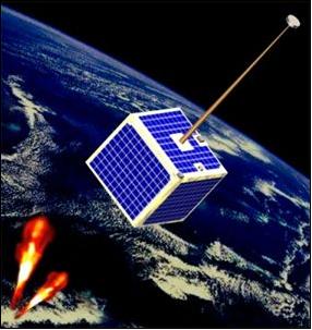 Figure 4: Artist's view of SpriteSat with the deployed gravity gradient boom (image credit: Tohoku University)