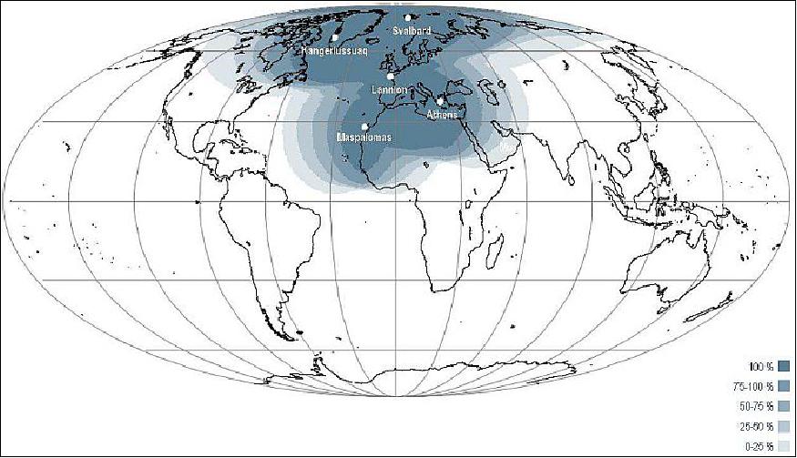 Figure 12: Geographical coverage of the EARS-VASS service (image credit: EUMETSAT)