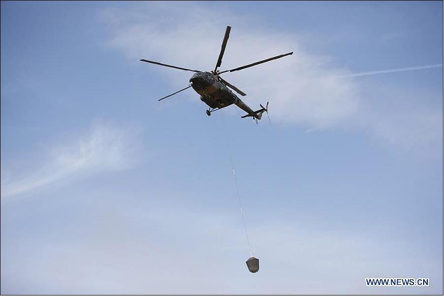 Figure 4: Photo of the helicopter transporting the reentry capsule to CAST (image credit: Xinhua)