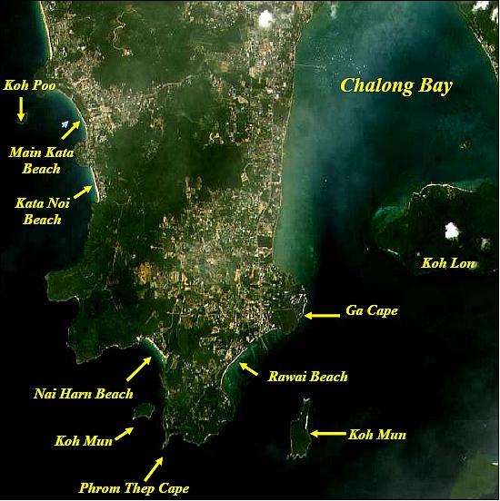 Figure 6: First MS image of THEOS of Phuket Island (Thailand) taken on Oct. 3, 2008 (image credit: GISTDA)