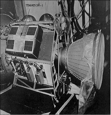 Figure 2: The TIMATION-1 spacecraft on the launcher (image credit: NRL)