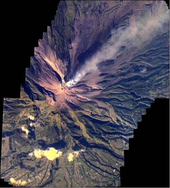 Figure 25: The volcano Merapi, Indonesia, as seen from LAPAN-TUBSAT on May 24, 2007 (image credit: LAPAN, Ref. 32)