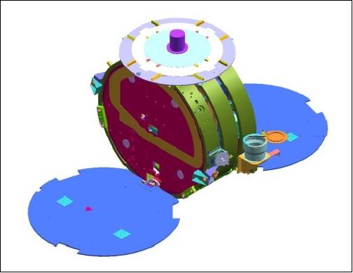 Figure 1: The TacSat-1 spacecraft with solar panels deployed and nadir side facing up (image credit: Linux Journal)