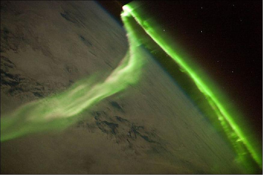 Figure 13: Aurora Australis is featured in this image photographed by an Expedition 23 crew member on the International Space Station (image credit: NASA) 23)