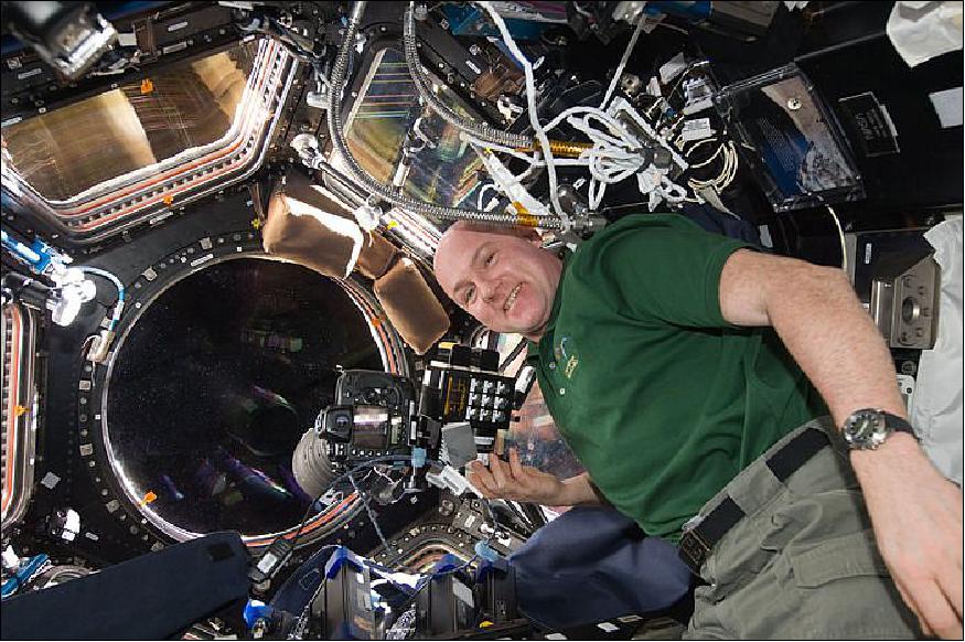 Figure 11: NightPod installed in the Cupola with astronaut André Kuipers (image credit: ESA, NASA)