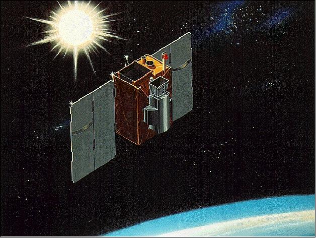 Figure 1: Artist's rendition of the SAMPEX spacecraft in orbit (image credit: NASA)