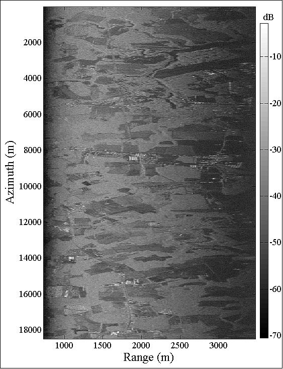 Figure 7: DBSAR single polarization image over NASA/WFF (resample to 10 m x 10 m resolution), image credit: NASA