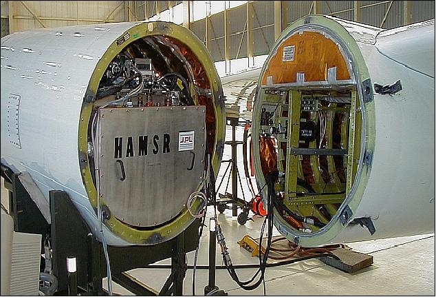 Figure 6: Photo of the HAMSR assembly installed in the ER-2 aircraft (image credit: NASA/JPL)