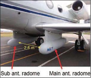 Figure 7: The main- and sub-antennas installed underneath the aircraft (image credit: NCIT)
