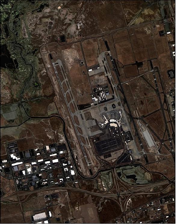Figure 16: Image of the Salt Lake City Airport at 2.5 m resolution captured by NigeriaSat-2 in Sept. 2011 (image credit: NASRDA, SSTL)