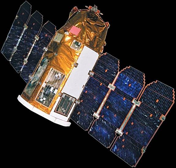 Figure 1: Artist's view of the deployed EROS-B spacecraft (image credit: ImageSat International)