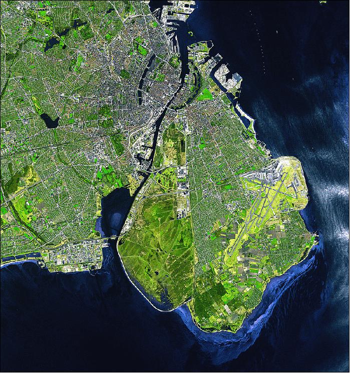 Figure 10: This SPOT-5 image of Copenhagen (Denmark) was acquired 21 April 2011, with a resolution of 2.5 m and released on April 25, 2014 (image credit: Airbus Defence and Space)