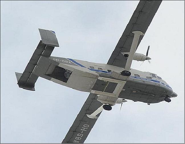 Figure 6: HUT-2D in operation on Skyvan, covered with the air flow controllers (image credit: HUT)