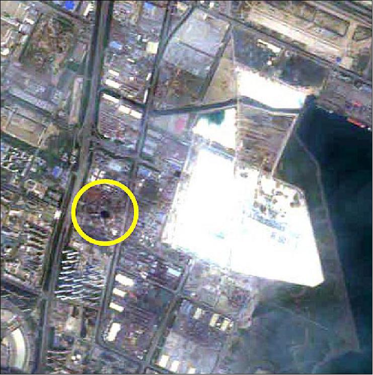 Figure 11: FormoSat-2 images of Tianjin, China on Aug. 16, 2015 after the Tianjin explosion on Aug. 12, 2015 (image credit: NSPO)