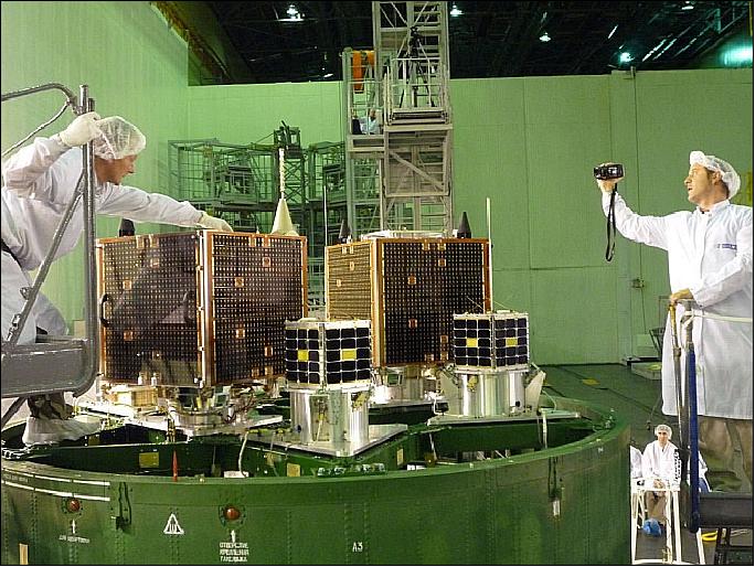 Figure 8: Integration of UK-DMC-2 and Deimos-1 spacecraft at the launch facility in Baikonur (image credit: SSTL, Ref. NO TAG#