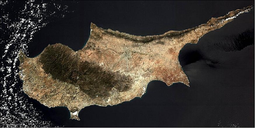 Figure 26: Deimos-1 image of the island of Cyprus taken on August 7, 2009 (image credit: Deimos)