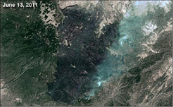 Figure 24: Deimos-1 image of the Wallow Fire on June 13, 2011 (image credit: Astrium Geo-Information Services)