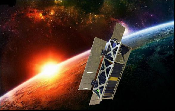 Figure 12: Artist's view of the SERB nanosatellite in orbit (image credit: SERB Team)