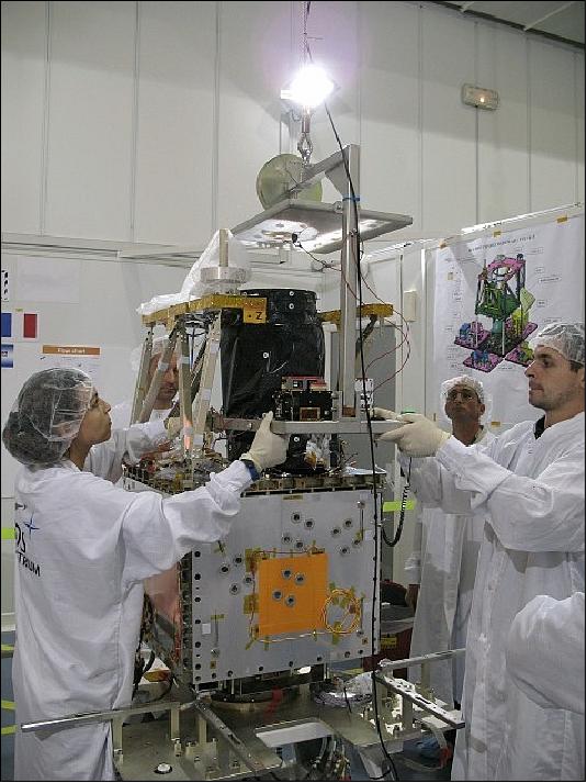 Figure 5: Integration tests of the SSOT microsatellite (image credit: Astrium, FACh)