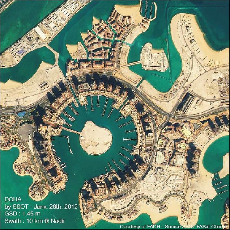 Figure 12: Image of the Pearl-Qatar Complex of Doha, Qatar observed by SSOT on Jan. 28, 2012 (image credit: FACh) 16)