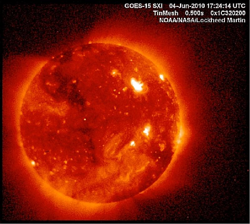 Figure 7: First image of the sun from the SXI instrument (image credit: NASA, NOAA, Lockheed Martin)