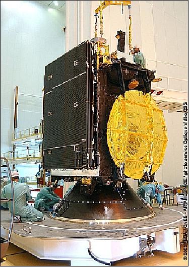 Figure 1: Photo of the INSAT-3A spacecraft during integration at Arianespace (image credit: Arianespace)