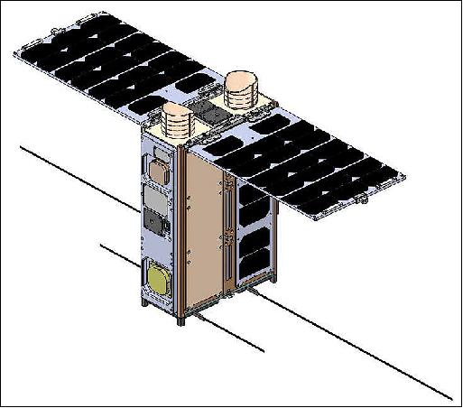 Figure 1: Illustration of the deployed VELOX-II nanosatellite (image credit: NTU/SaRC)