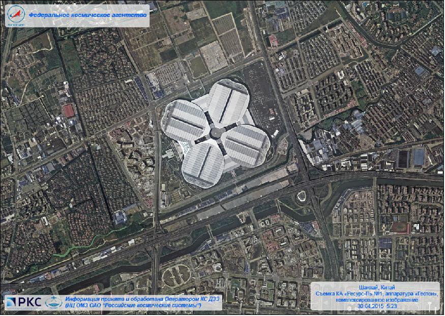 Figure 4: Resurs-P1 Geoton pansharpened image of Shanghai, China, acquired on April 30, 2015 (image credit: NTs OMZ)