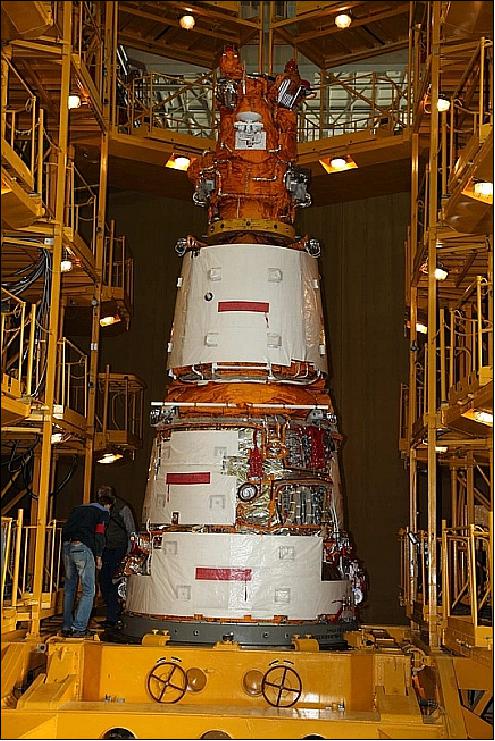 Figure 2: Photo of the Resurs-P1 spacecraft at Baikonur (image credit: Roskosmos, TsSKB)