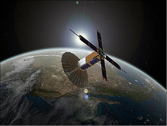 Figure 4: Artist's view of the deployed Aeneas nanosatellite in orbit (image credit: USC)
