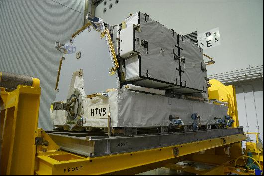 Figure 10: HTV's EP (Exposed Pallet) loaded with six ISS battery ORUs (image credit: JAXA)