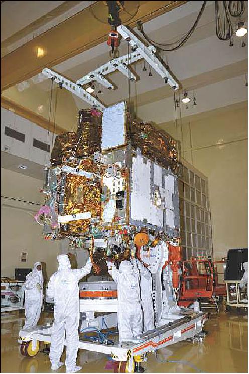 Figure 3: Integration of AstroSat in a clean room at the ISRO Satellite Center (image credit: ISRO) 11)