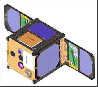 Figure 1: Illustration of a deployed AeroCube-4 CubeSat (image credit: The Aerospace Corporation)