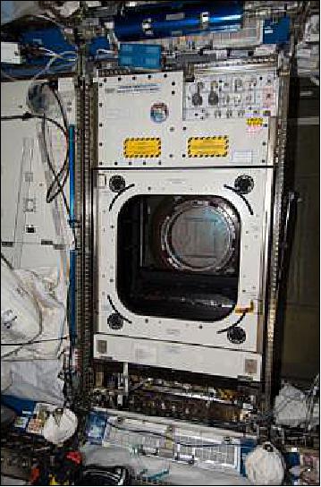 Figure 4: Photo of the WORF rack in the Destiny Module of the ISS (image credit: NASA). Observation is done through the window.