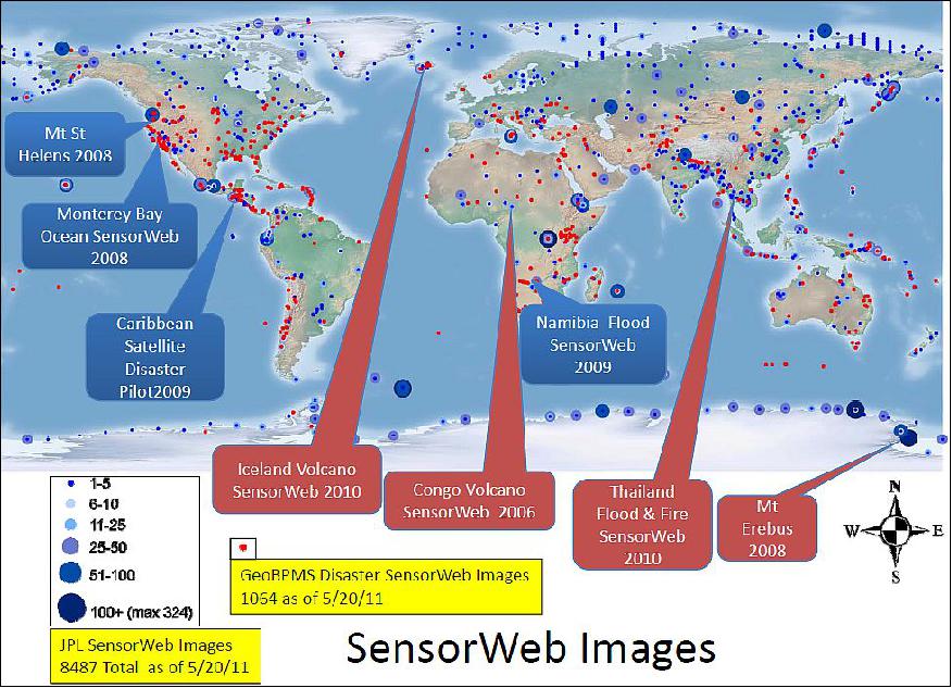 Figure 64: Sensor web images up to May 20, 2011 (image credit: NASA/JPL) 101)