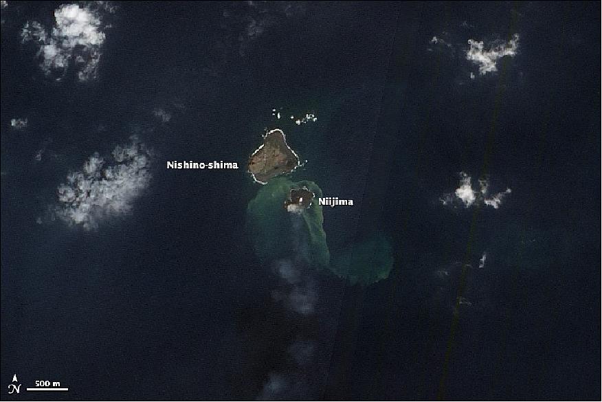 Figure 49: Natural color image of the new island of Niijima acquired by the ALI instrument on Dec. 8, 2013 (image credit: NASA)