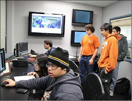Figure 22: Members of the FASTRAC team awaiting initial contact at 6:22 AM CST on November 20, 2010. (image credit: UT-Austin)