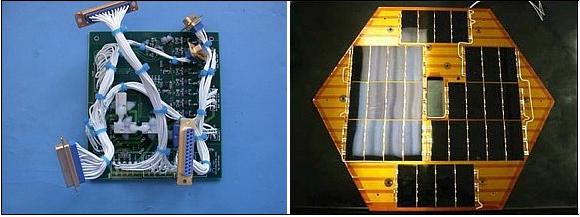 Figure 5: Photos of the VREG board (left) and the solar cell panel (right), image credit: UT-Austin