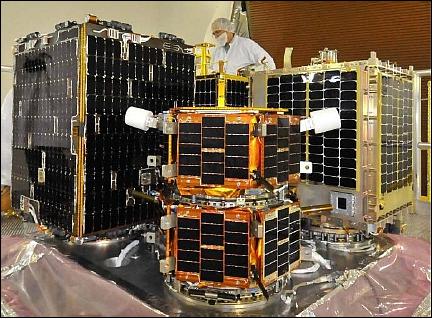 Figure 12: The four largest satellites on the STP-S26 mission are bolted to the payload dispenser (image credit: OSC)