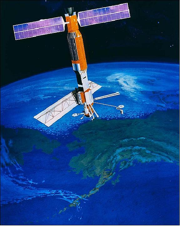 Figure 2: Artist's view of the deployed SeaSat-A spacecraft in orbit (image credit: NASA/JPL)