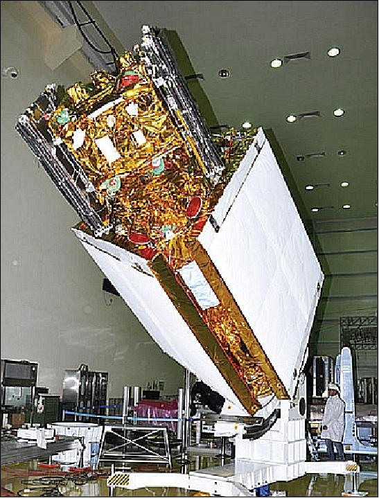 Figure 11: Photo of RISAT-1 in stowed launch configuration (image credit: ISRO)