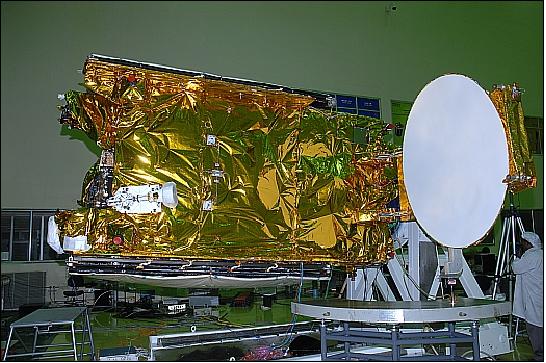 Figure 18: HYLAS-1 Ku-band antenna deployed during testing at ISRO Bangalore, India (image credit: ISRO)