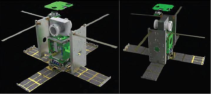 Figure 1: Two 3D views of the CXBN-2 nanosatellite (image credit: MSU)