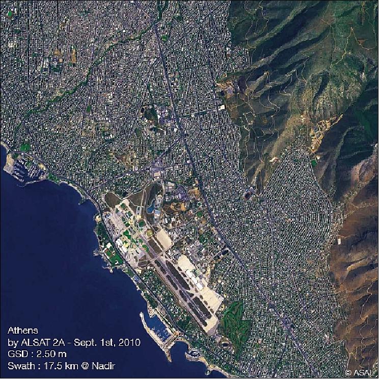 Figure 11: AlSat-2A image of the Greek capital Athens with NAOMI in Sept. 2010 (image credit: ASAL)