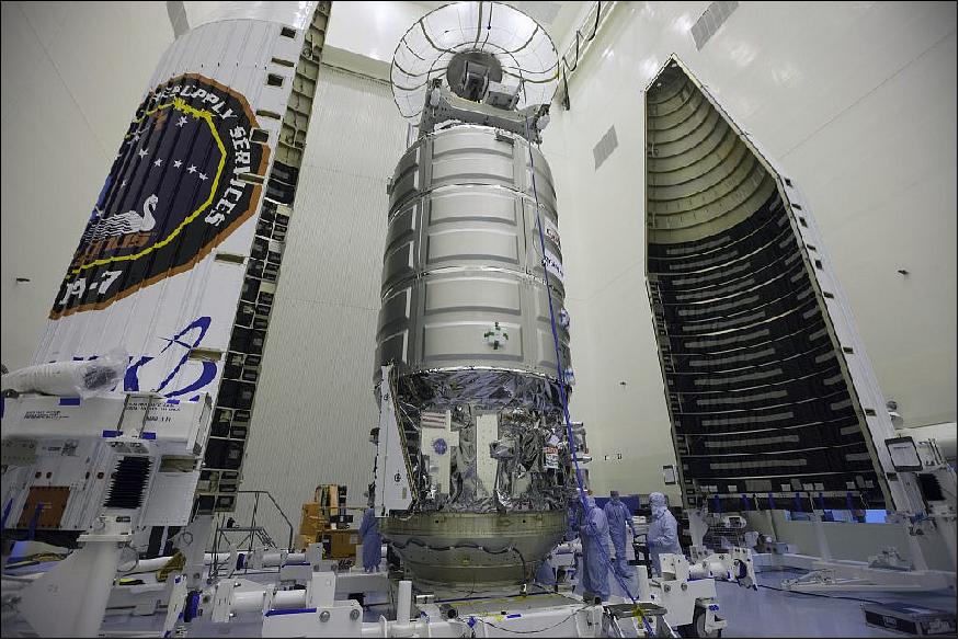 Figure 1: Photo of the Orbital ATK Cygnus spacecraft inside the Payload Hazardous Servicing Facility at NASA's Kennedy Space Center in Florida (image credit: NASA)