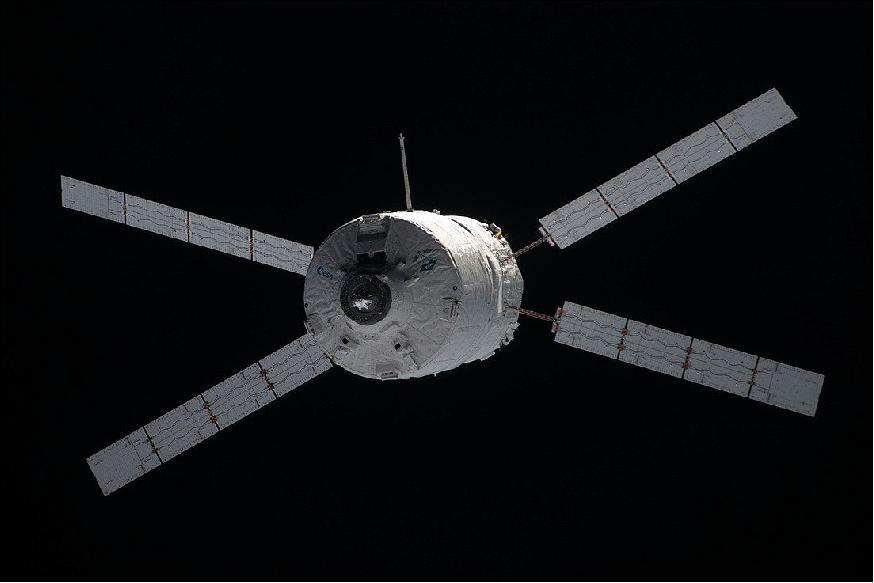Figure 4: Illustration of an ATV cargo freighter in flight with deployed solar arrays (image credit: ESA)