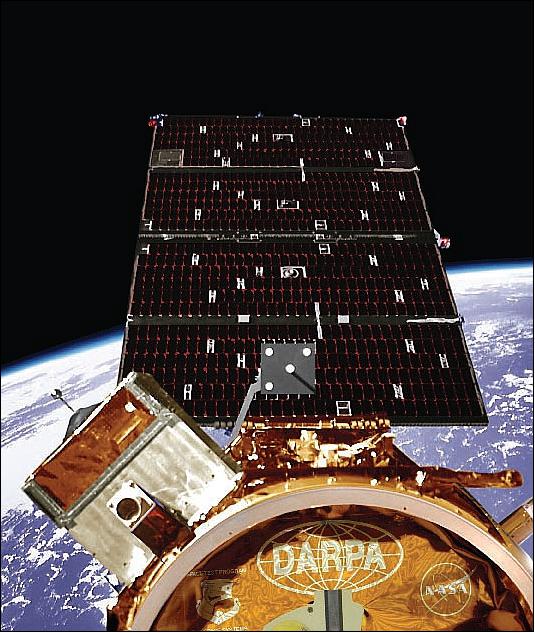 Figure 3: Artist's view of the deployed ASTRO spacecraft of OE in orbit (image credit: Boeing Company, DARPA)